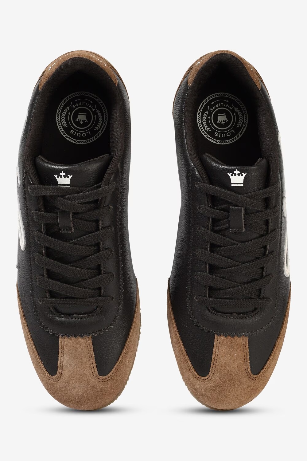 Men Brown Leather Sneakers with Signature Branding-Brown