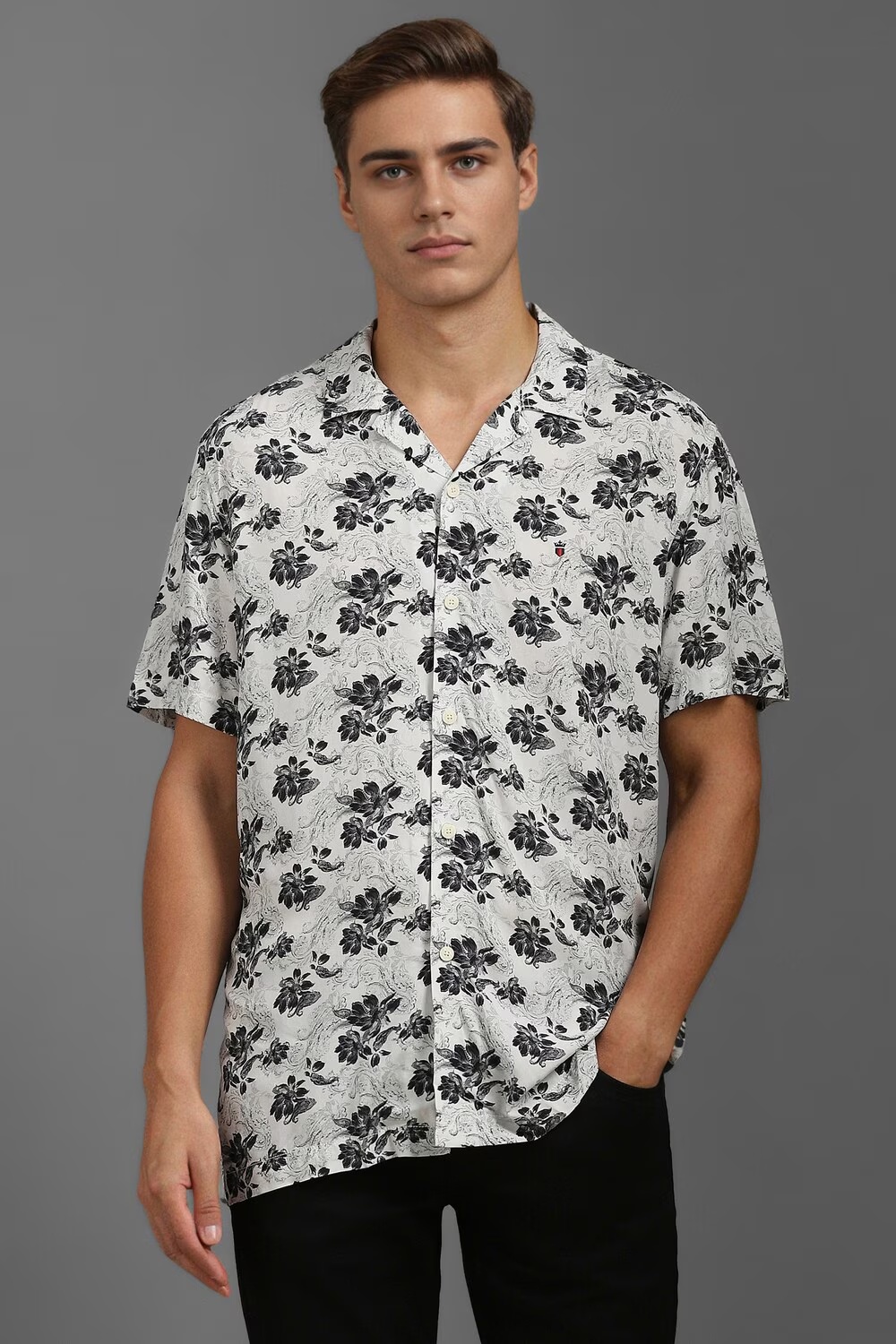 Men Grey Slim Fit Print Half Sleeves Casual Shirt-Grey 1 2476-men-grey-slim-fit-print-half-sleeves-casual-shirt-grey-1.jpg