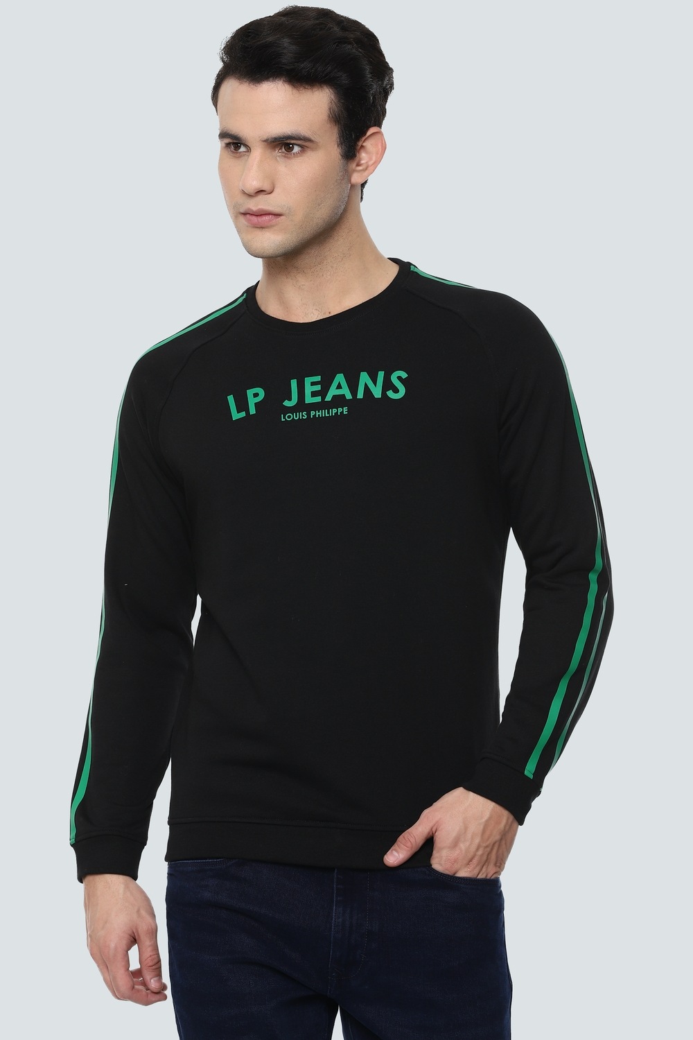 Men Casual Black Print Sweatshirt-Black