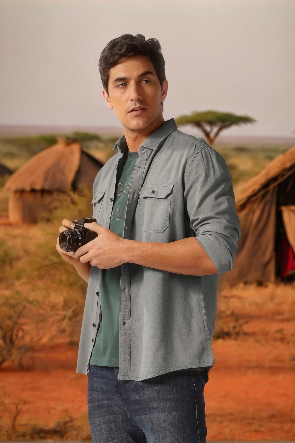 Men Grey Solid Full Sleeves Casual Shirt-Grey