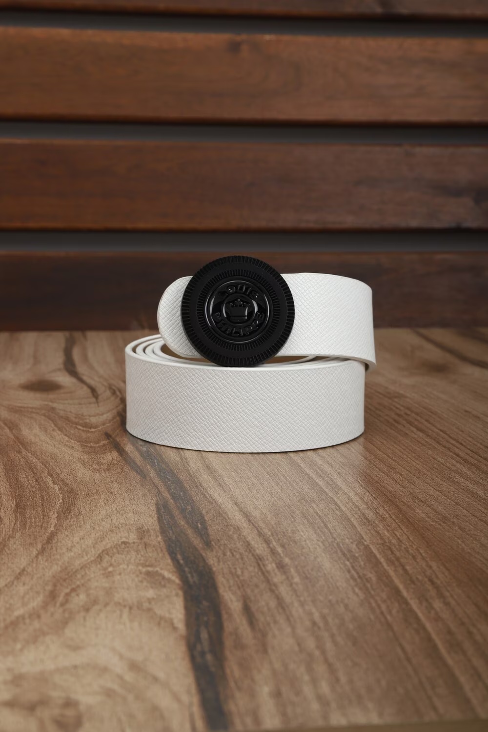 Men White Solid Genuine Leather Casual Belt-White