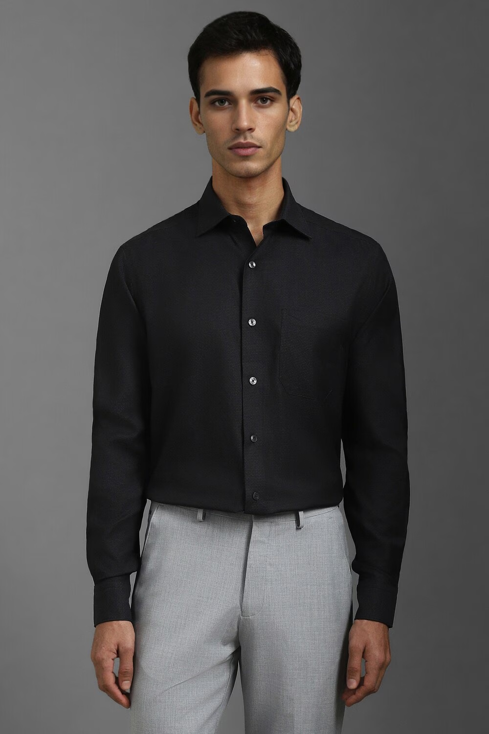Men Black Classic Fit Textured Full Sleeves Formal Shirt-Black 1 24913-men-black-classic-fit-textured-full-sleeves-formal-shirt-black-1.jpg