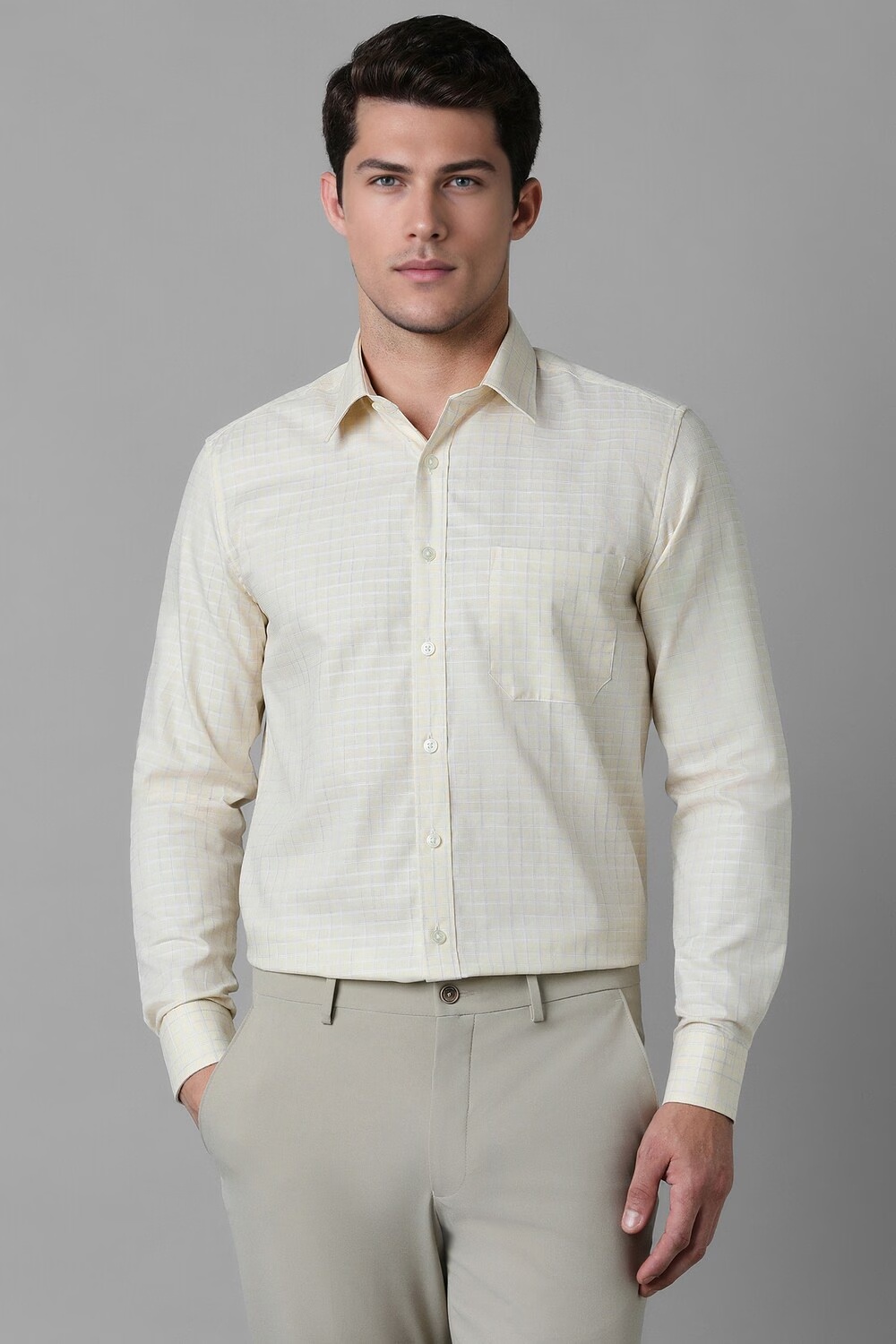 Men Cream Slim Fit Check Full Sleeves Formal Shirt-Cream 1 25408-men-cream-slim-fit-check-full-sleeves-formal-shirt-cream-1.jpg