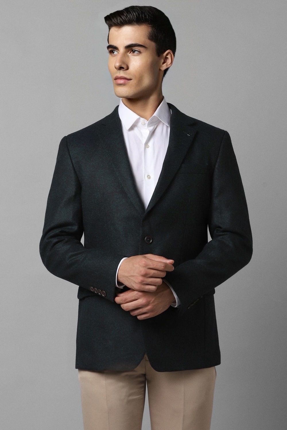 Men Black Regular Fit Solid Formal Blazer-Black