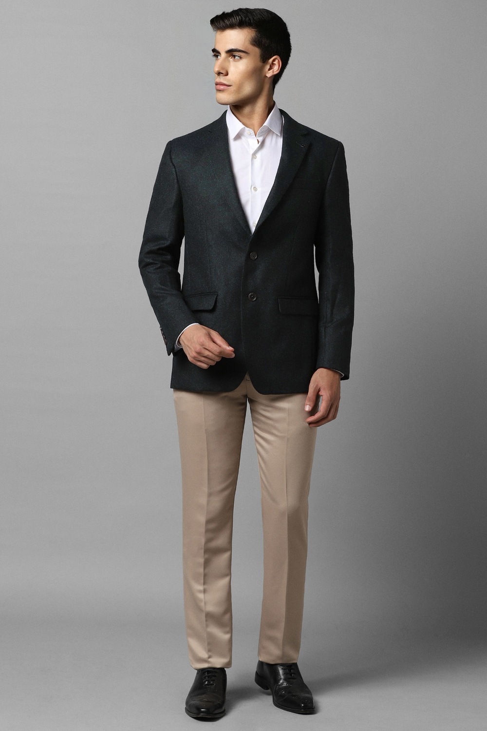 Men Black Regular Fit Solid Formal Blazer-Black