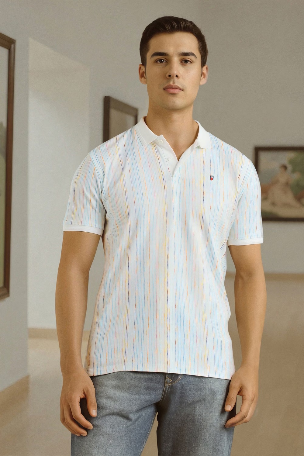 Men White Stripe Polo Neck T-shirt-White 1 25633-men-white-stripe-polo-neck-t-shirt-white-1.jpg