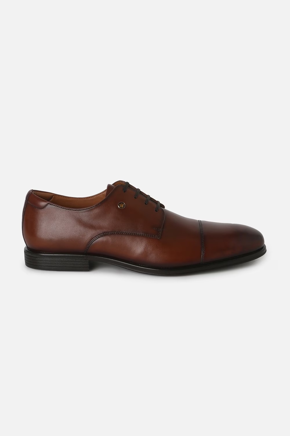 Men Cap toe Derby Leather Brown Lace Up Shoes-Brown