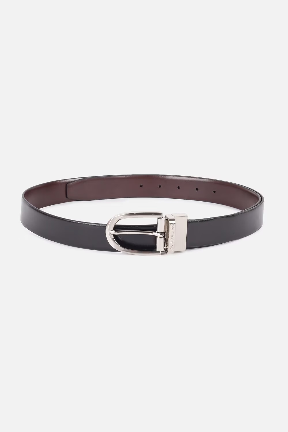 Men Black Solid Leather Casual Belt-Black