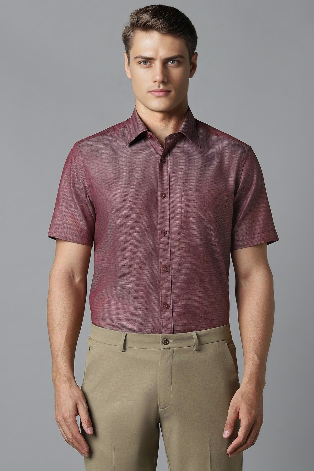 Men Maroon Classic Fit Textured Half Sleeves Formal Shirt-Maroon 1 2641-men-maroon-classic-fit-textured-half-sleeves-formal-shirt-maroon-1.jpg