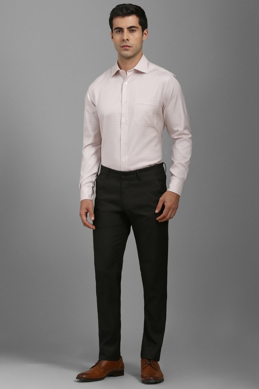 Men Beige Classic Fit Print Full Sleeves Formal Shirt-Beige