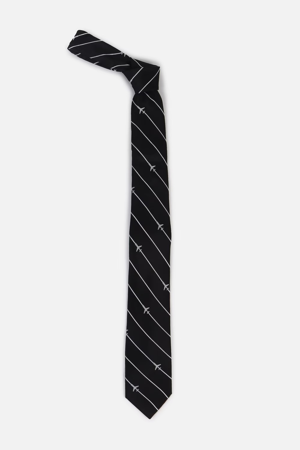 Men Black Embroidered Tie-Black