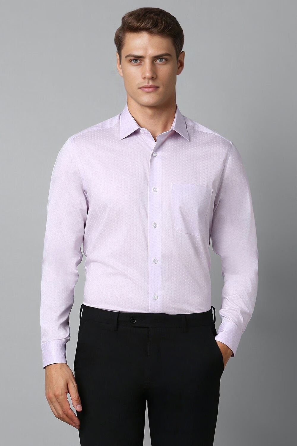 Men Lilac Classic Fit Print Full Sleeves Formal Shirt-Lilac