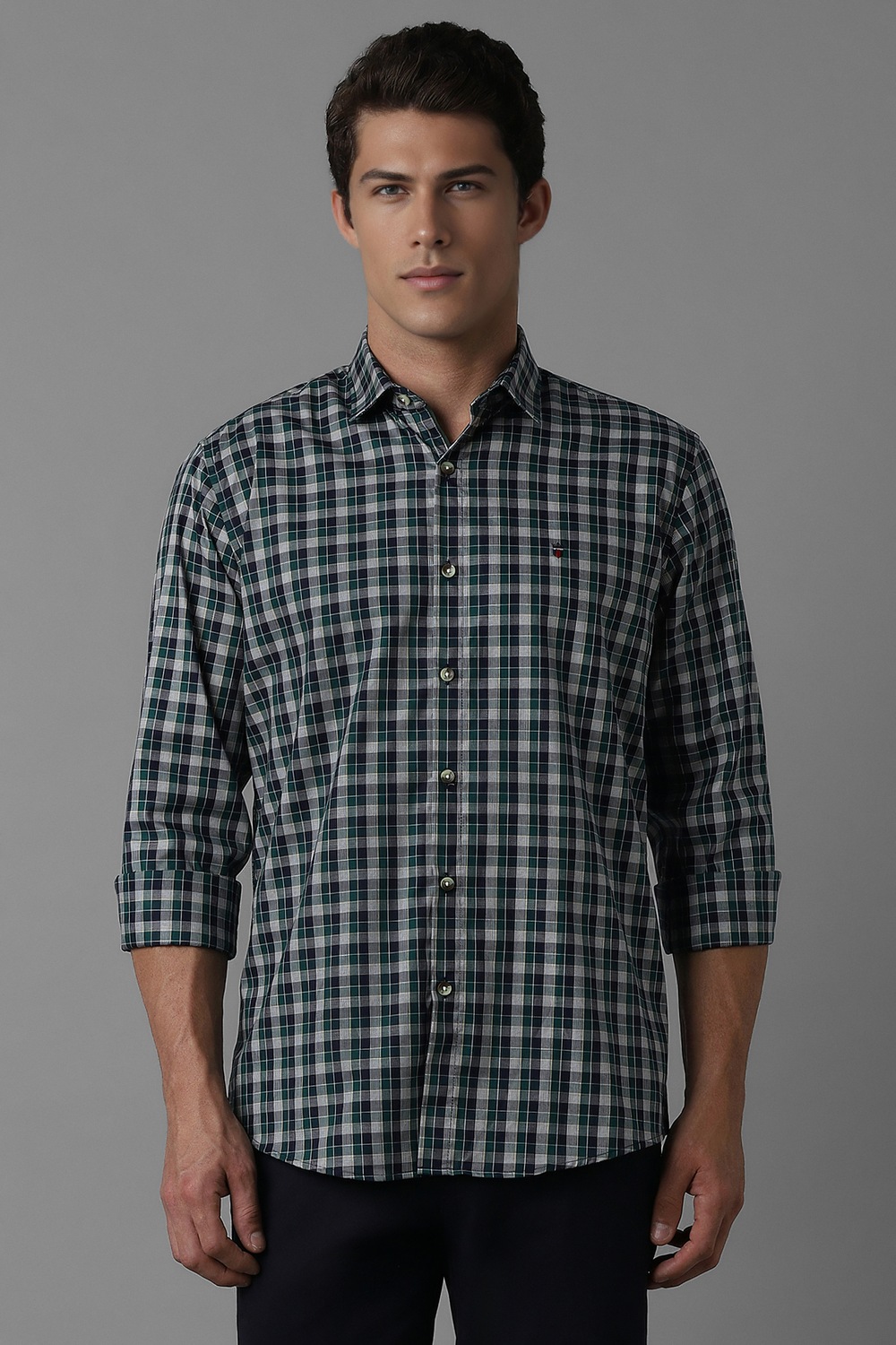 Men Green Check Full Sleeves Casual Shirt-Green