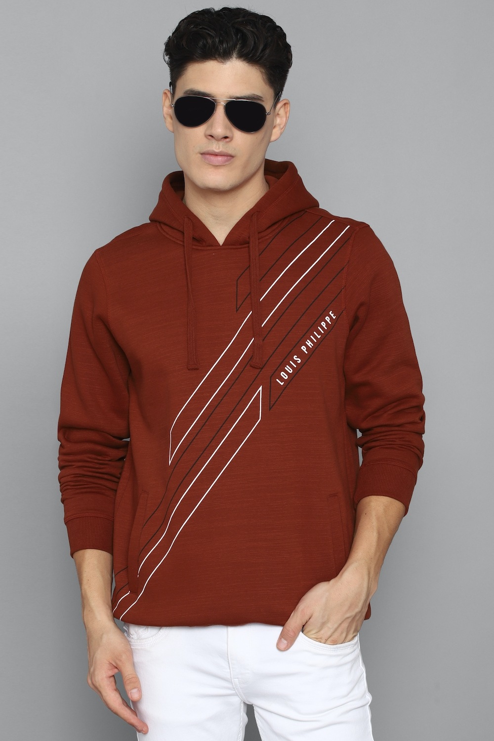 Men Casual Maroon Graphic Print Sweatshirt-Maroon