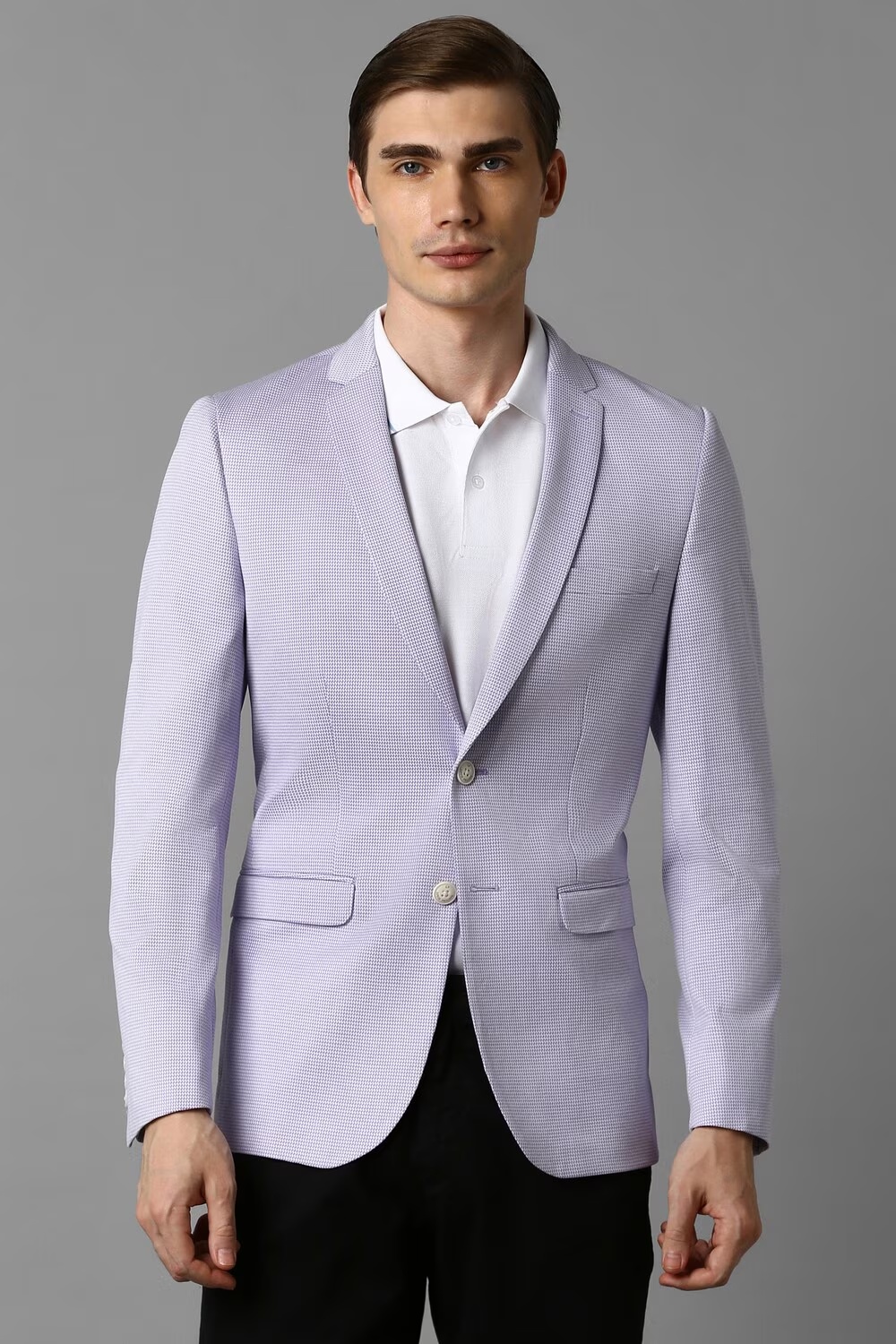 Men Lilac Super Slim Fit Print Casual Blazer-Lilac