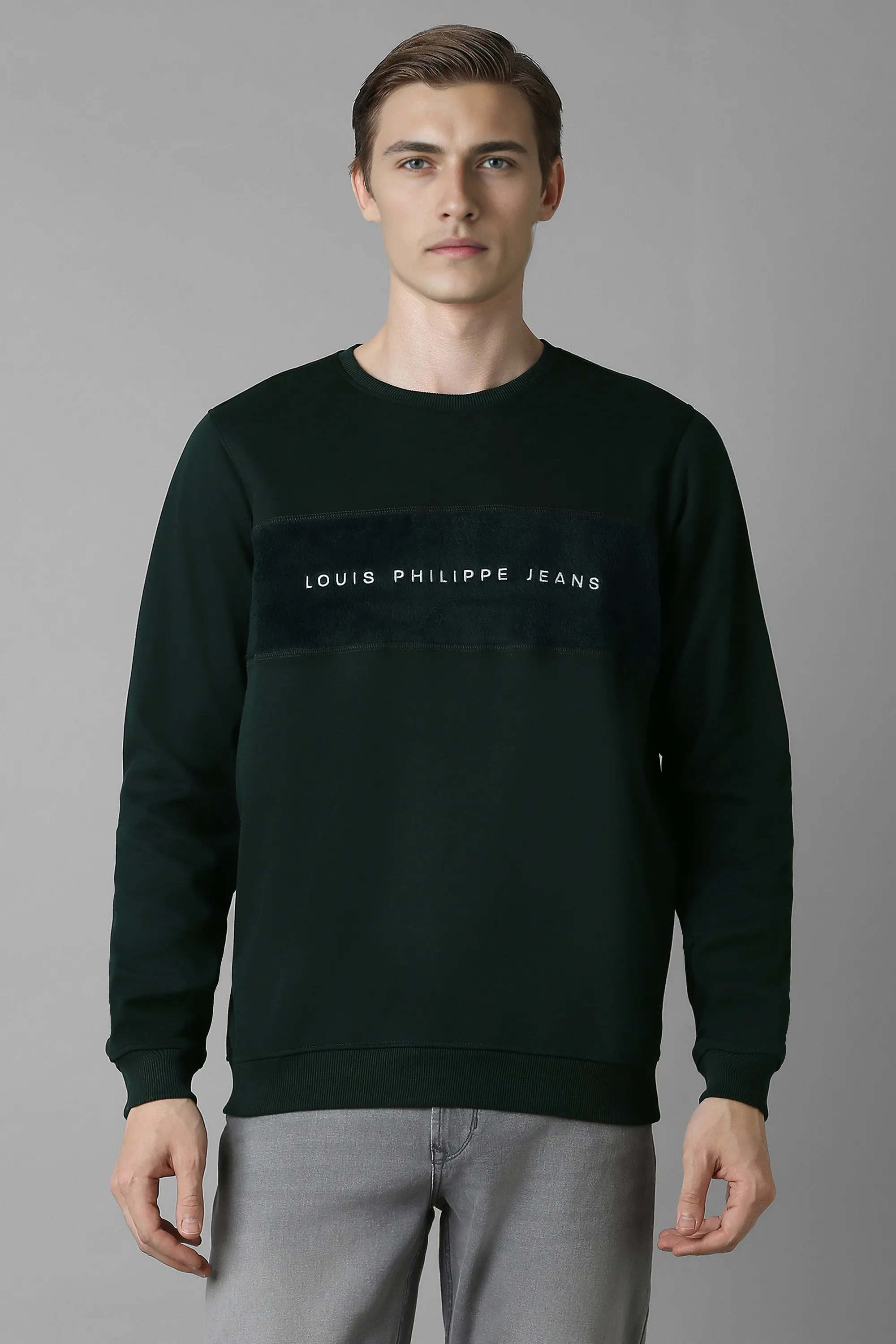Men Casual Green Print Sweatshirt-Green