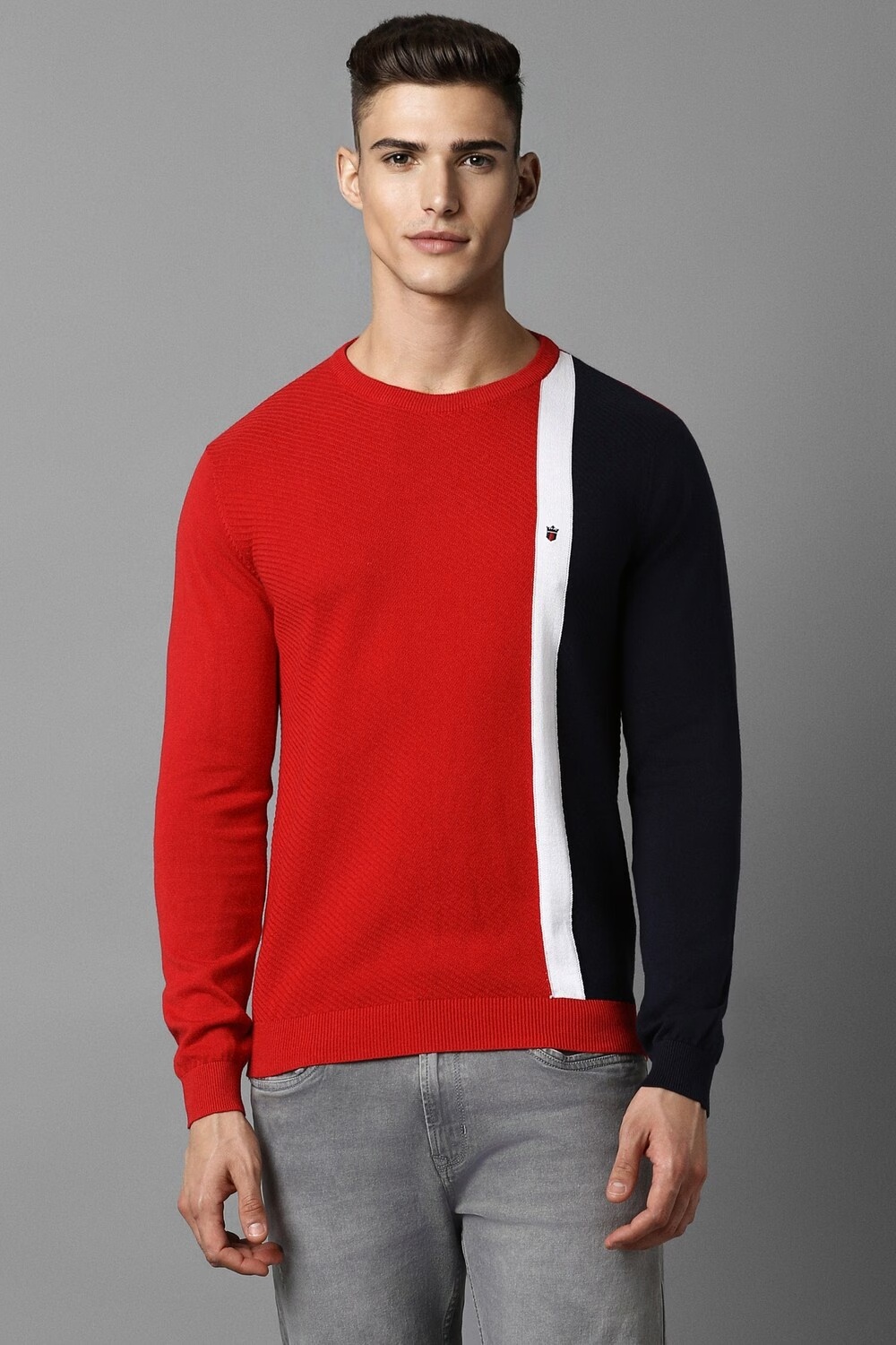 Men Red Patterned Crew Neck Full Sleeves Sweater-Red 1 27738-men-red-patterned-crew-neck-full-sleeves-sweater-red-1.jpg