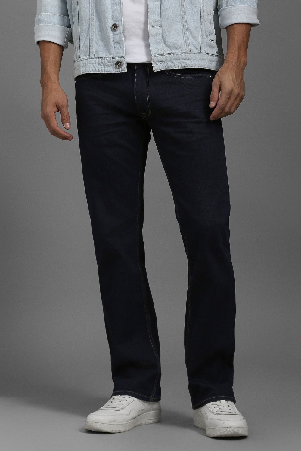 Men Navy Dark Slim Fit Jeans-Navy