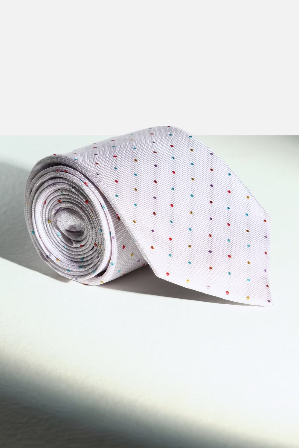 Men White Dots Tie-White