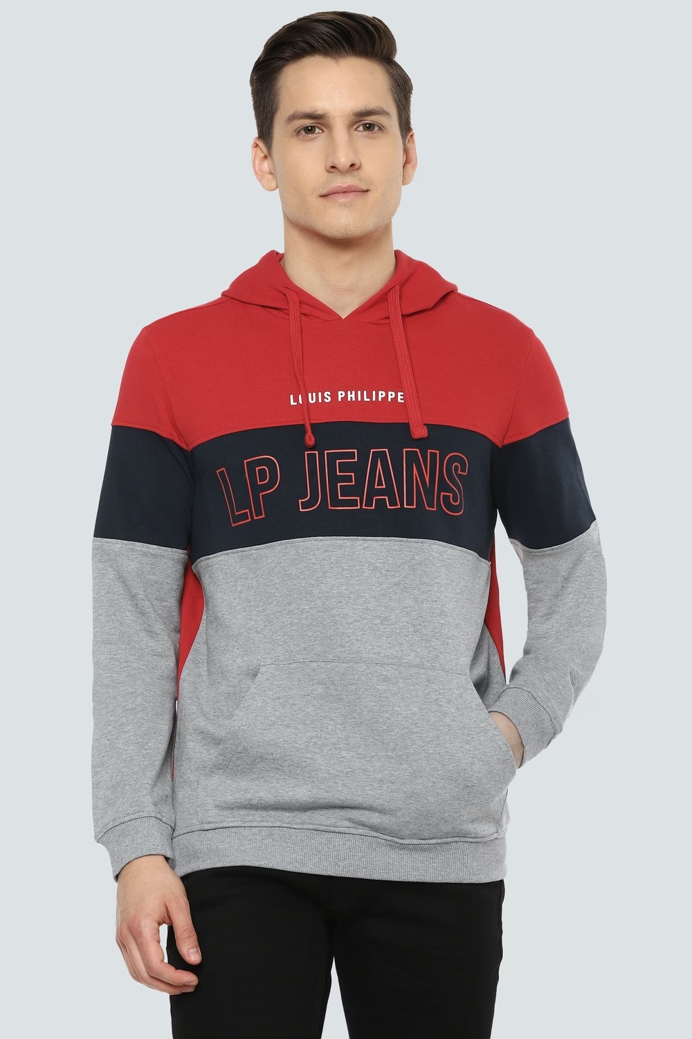 Men Casual Grey Patterned Sweatshirt-Grey