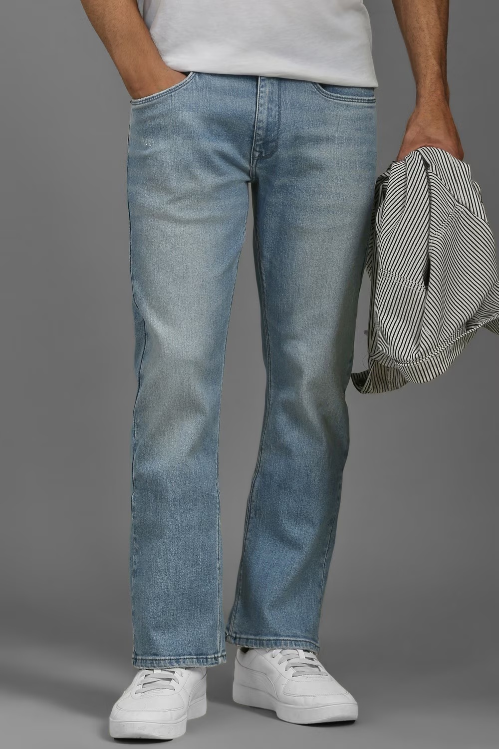 Men Light Blue Mid Slim Fit Jeans-Light Blue