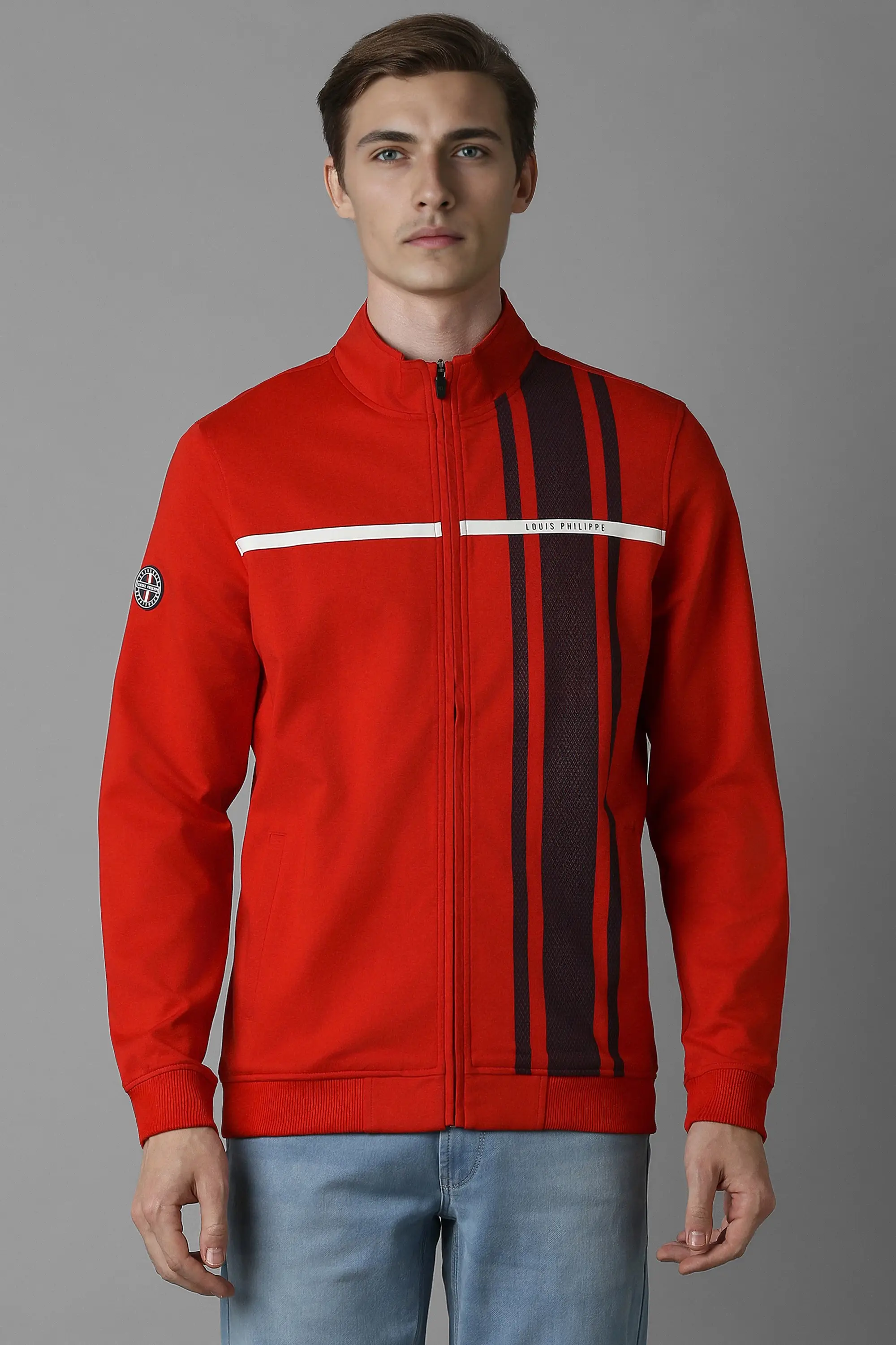Men Casual Red Patterned Sweatshirt-Red