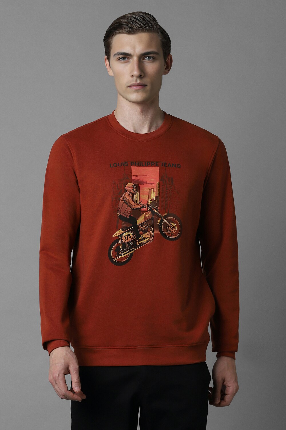 Men Casual Maroon Graphic Print Sweatshirt-Maroon