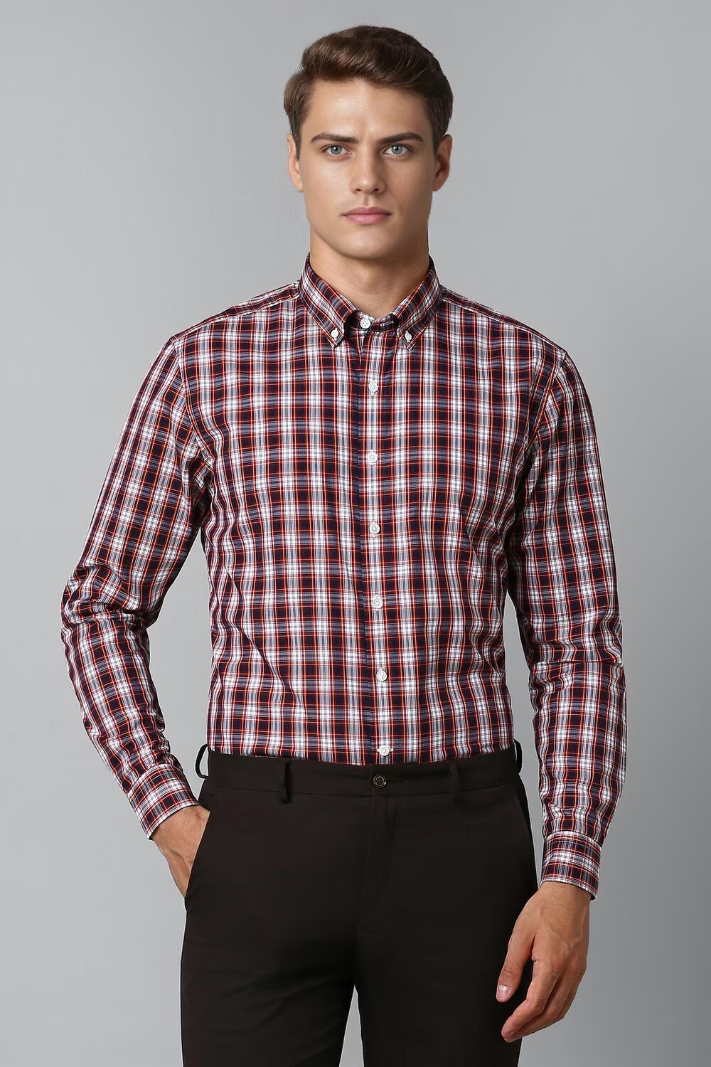Men Multi Classic Fit Check Full Sleeves Formal Shirt-Multi