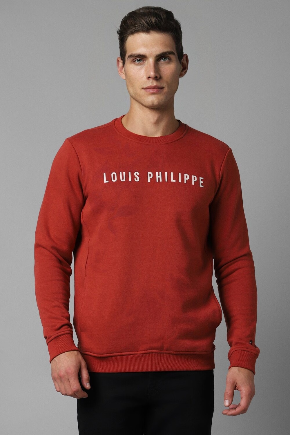 Men Casual Red Print Sweatshirt-Red
