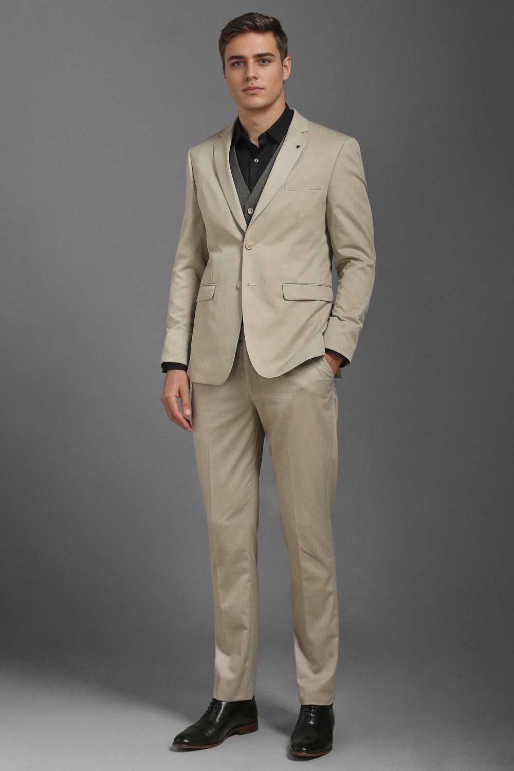 Men Khaki Slim Fit Textured Formal Three Piece Suit-Khaki 1 2954-men-khaki-slim-fit-textured-formal-three-piece-suit-khaki-1.jpg