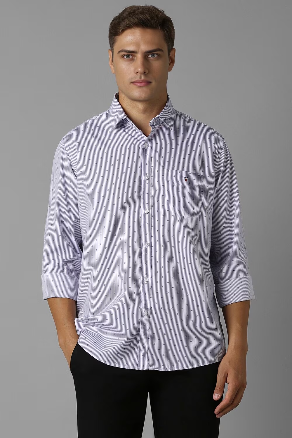 Men Purple Slim Fit Stripe Full Sleeves Casual Shirt-Purple
