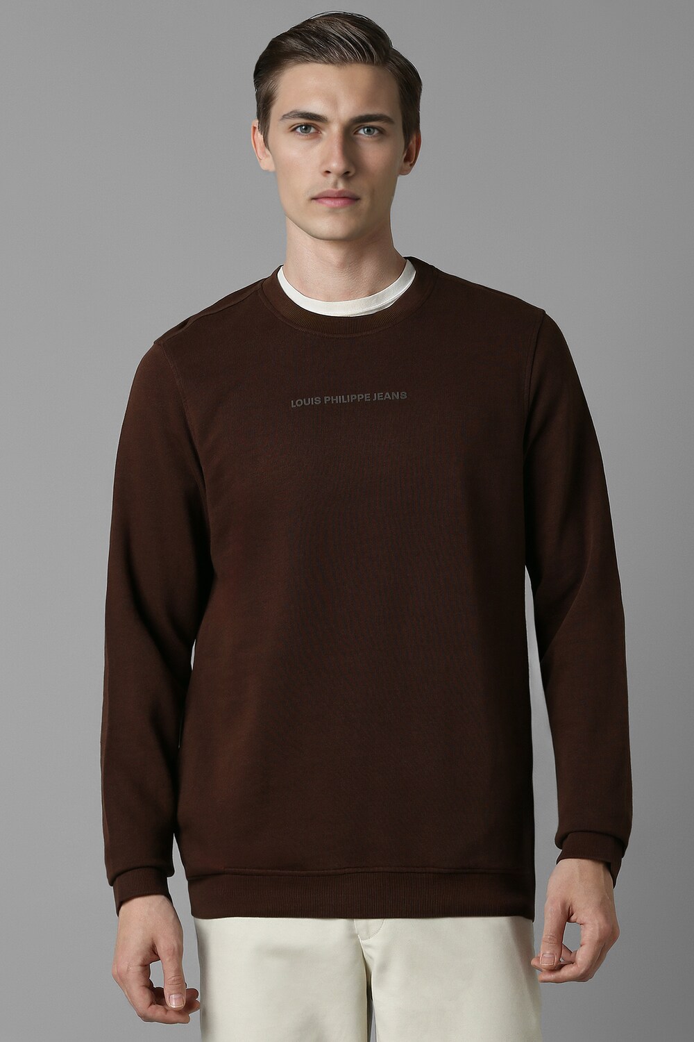 Men Casual Brown Print Sweatshirt-Brown