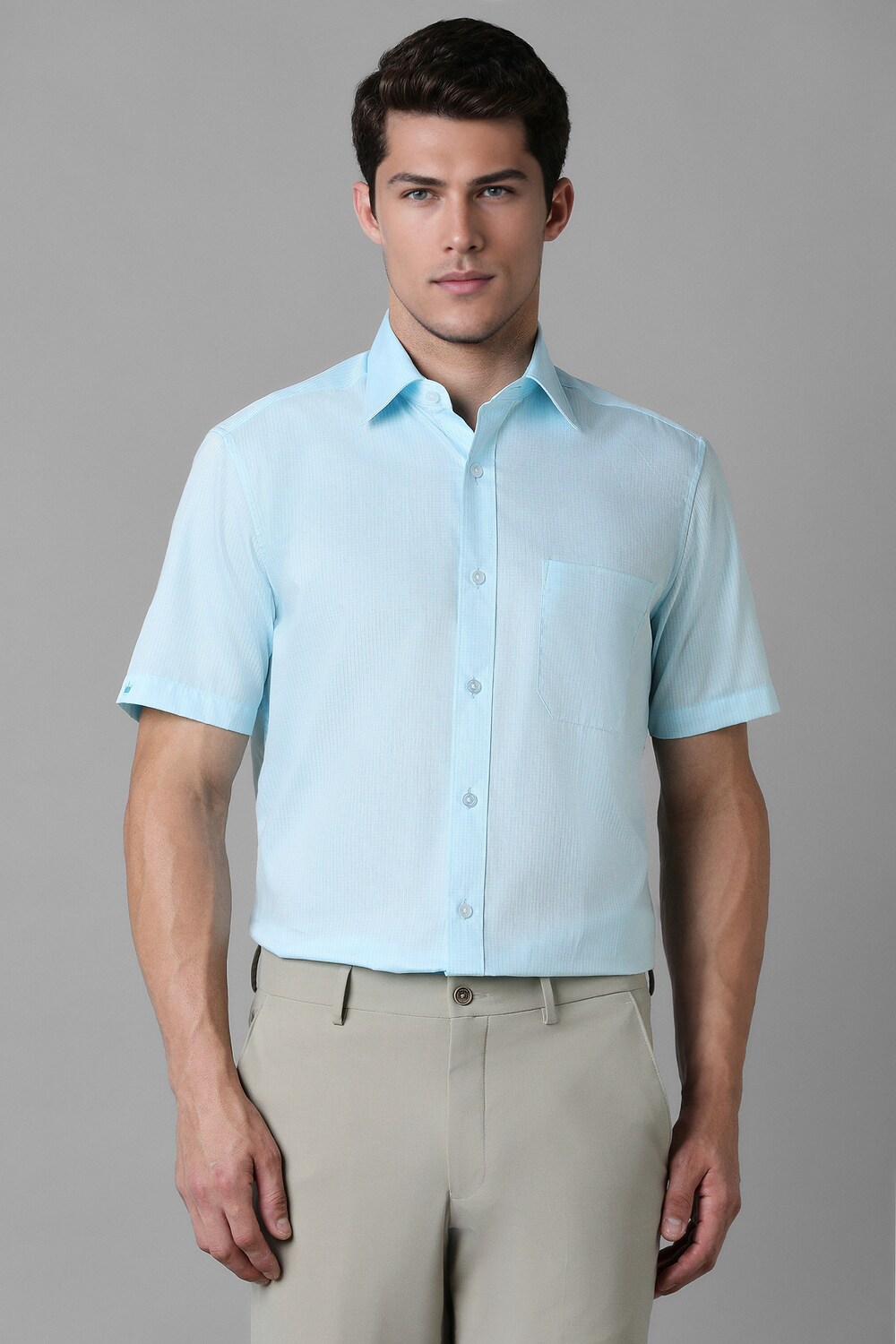 Men Blue Classic Fit Check Half Sleeves Formal Shirt-Blue 1 29639-men-blue-classic-fit-check-half-sleeves-formal-shirt-blue-1.jpg