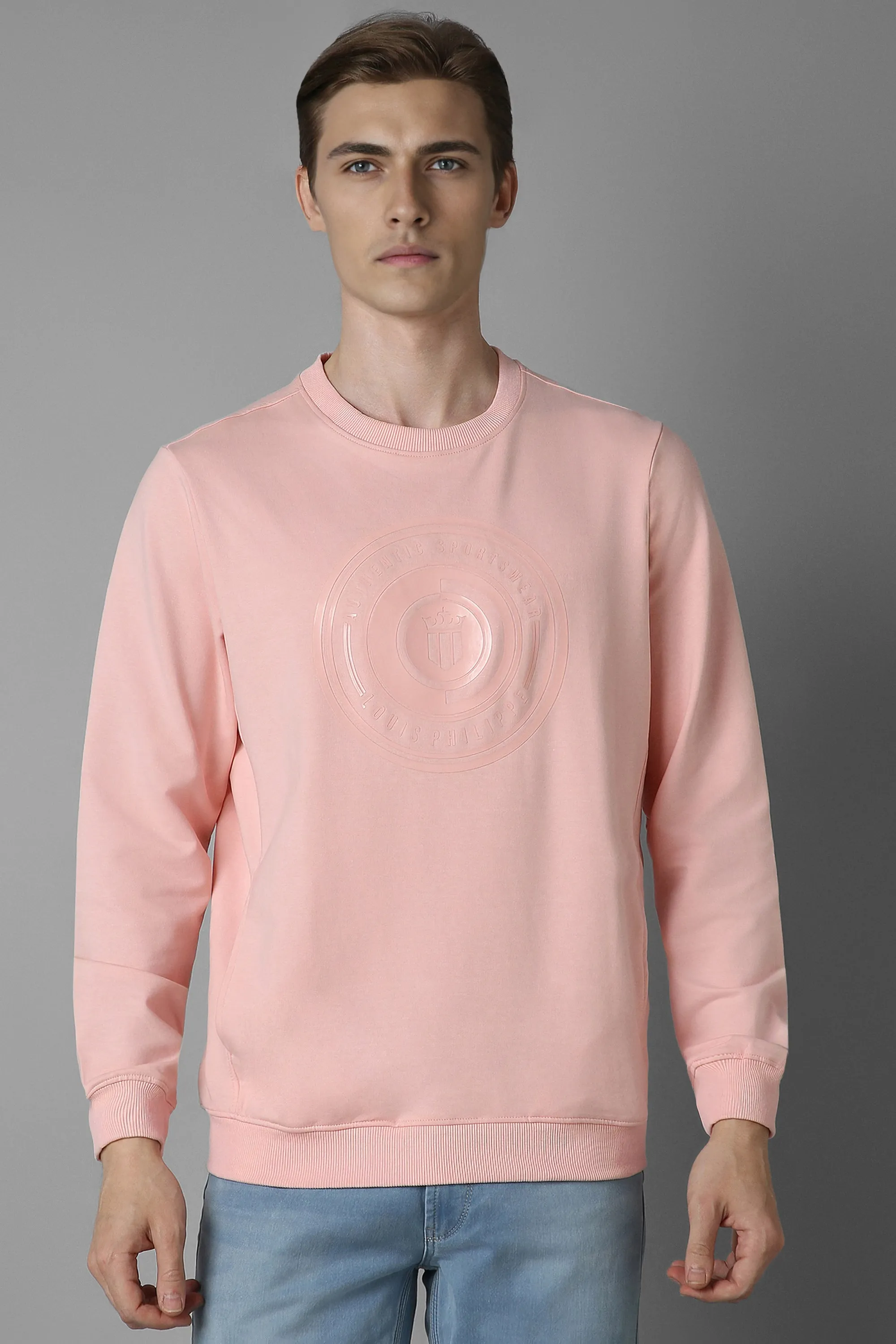 Men Casual Pink Print Sweatshirt-Pink