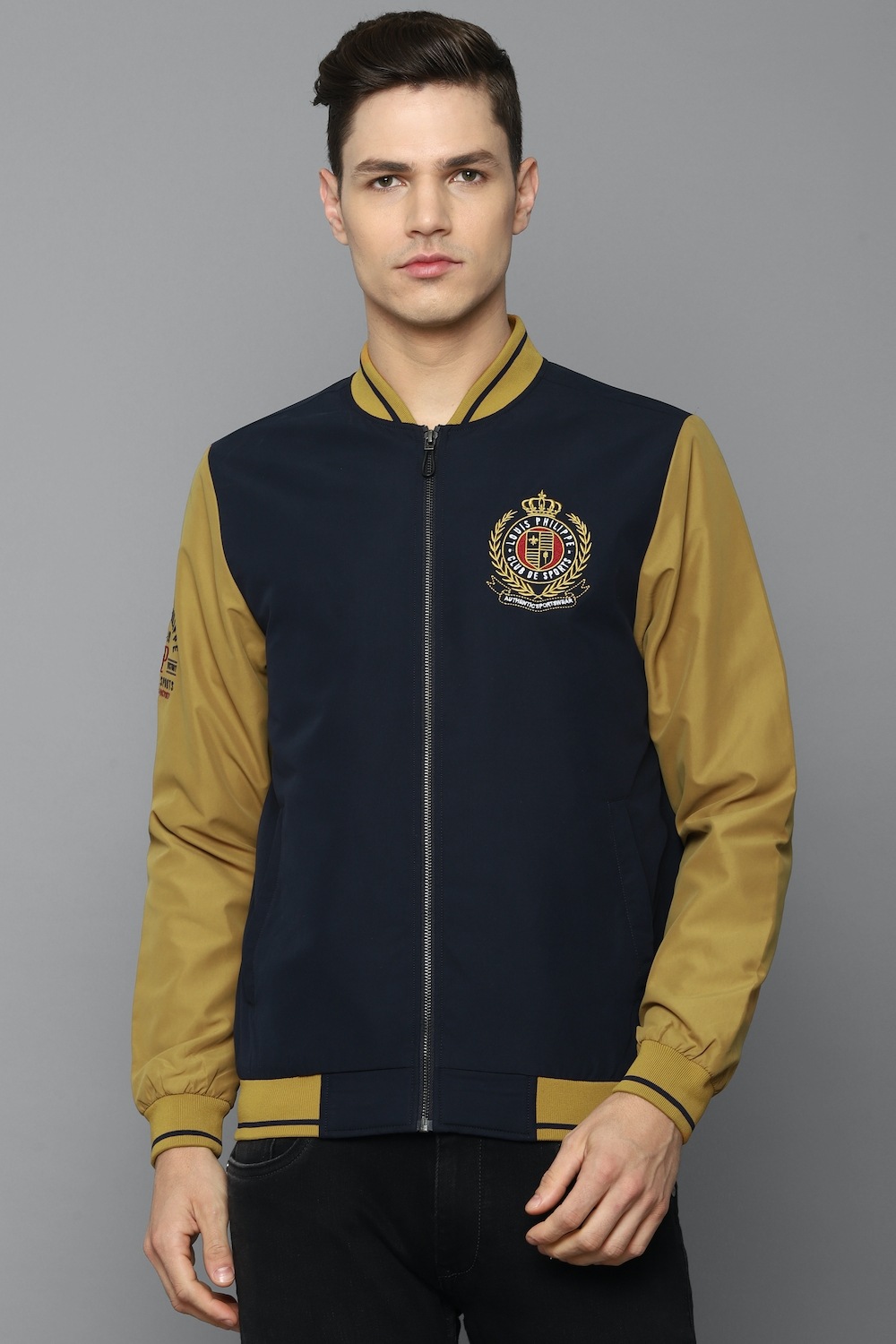 Men Casual Navy Print Jackets-Navy
