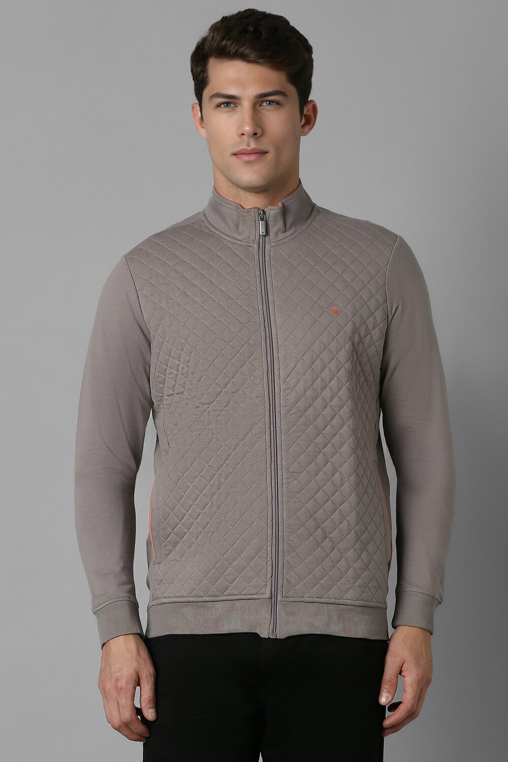 Men Casual Grey Solid Sweatshirt-Grey