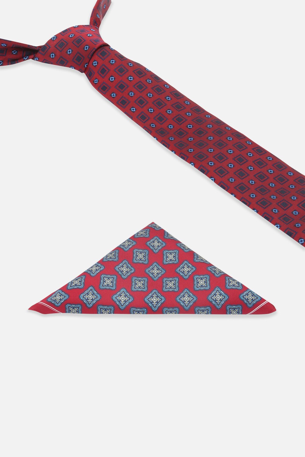 Men Maroon Embroidered Tie and Pocket Square-Maroon