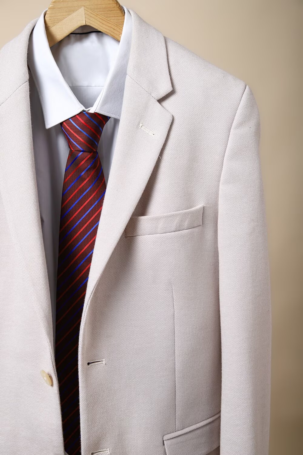 Men Red Stripe Tie-Red