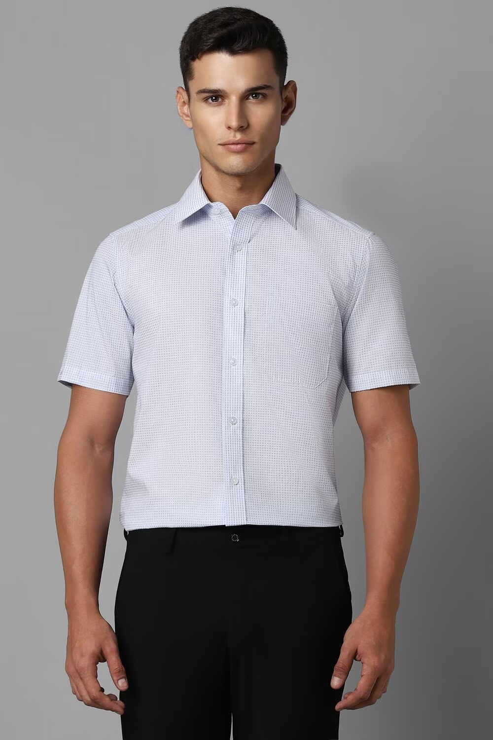 Men Blue Classic Fit Print Half Sleeves Casual Shirt-Blue