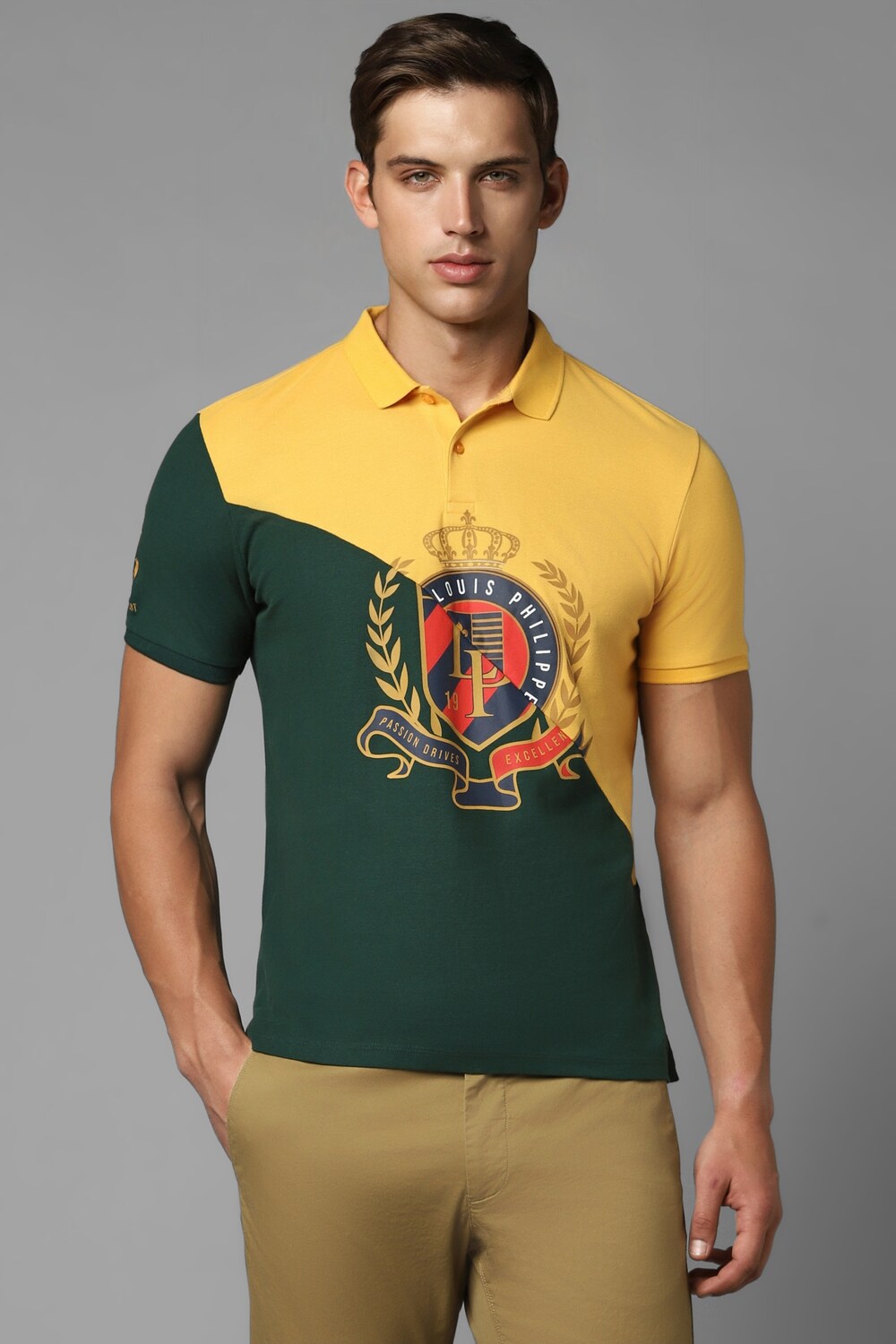 Men Multi Print Polo Neck T-shirt-Multi