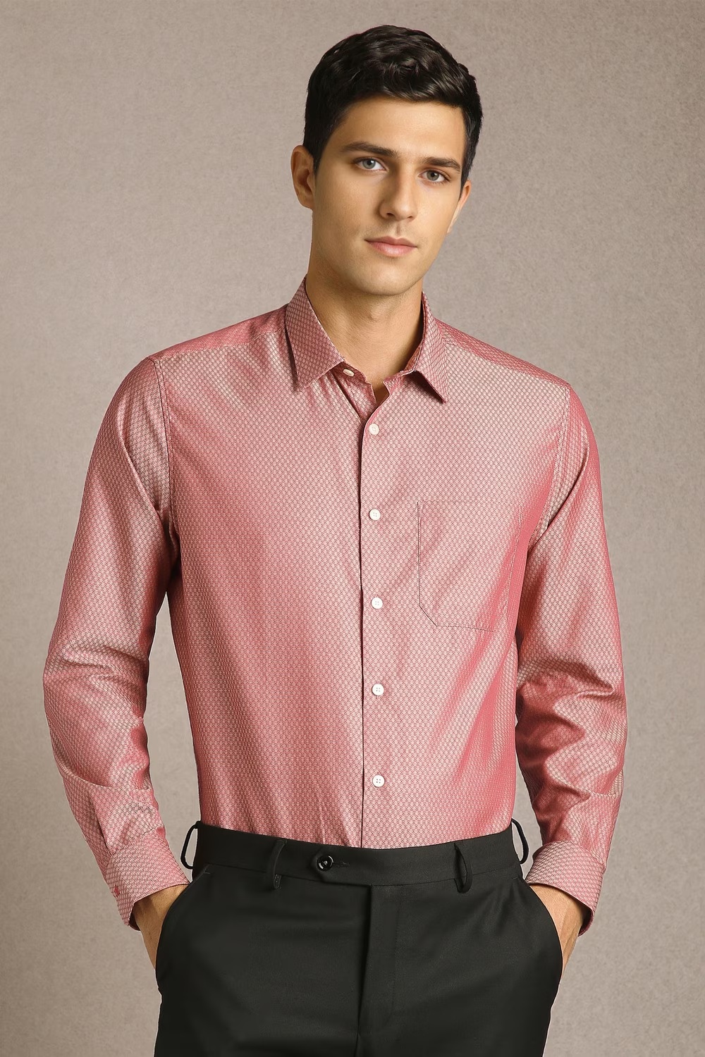 Men Pink Textured Full Sleeves Formal Shirt-Pink 1 30283-men-pink-textured-full-sleeves-formal-shirt-pink-1.jpg