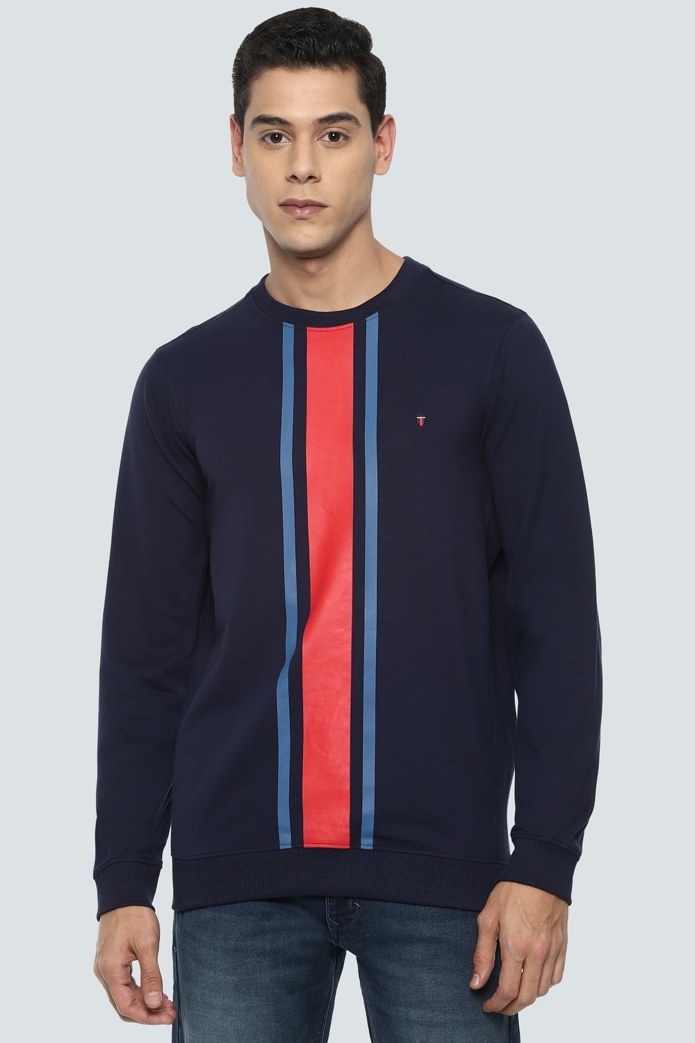 Men Casual Navy Stripe Sweatshirt-Navy