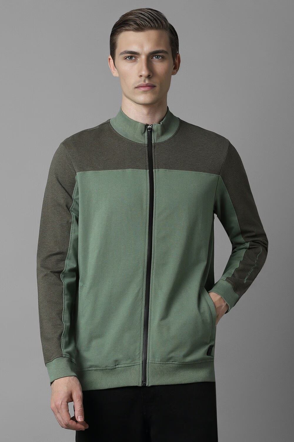 Men Casual Olive Print Sweatshirt-Olive