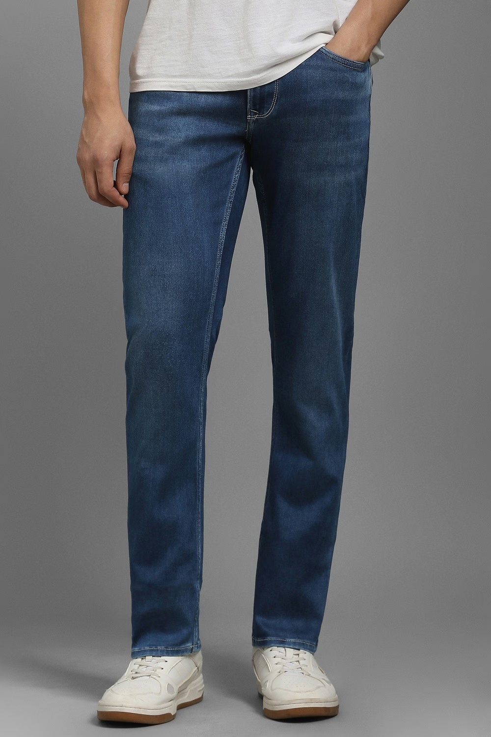 Men Blue Mid Slim Fit Jeans-Blue