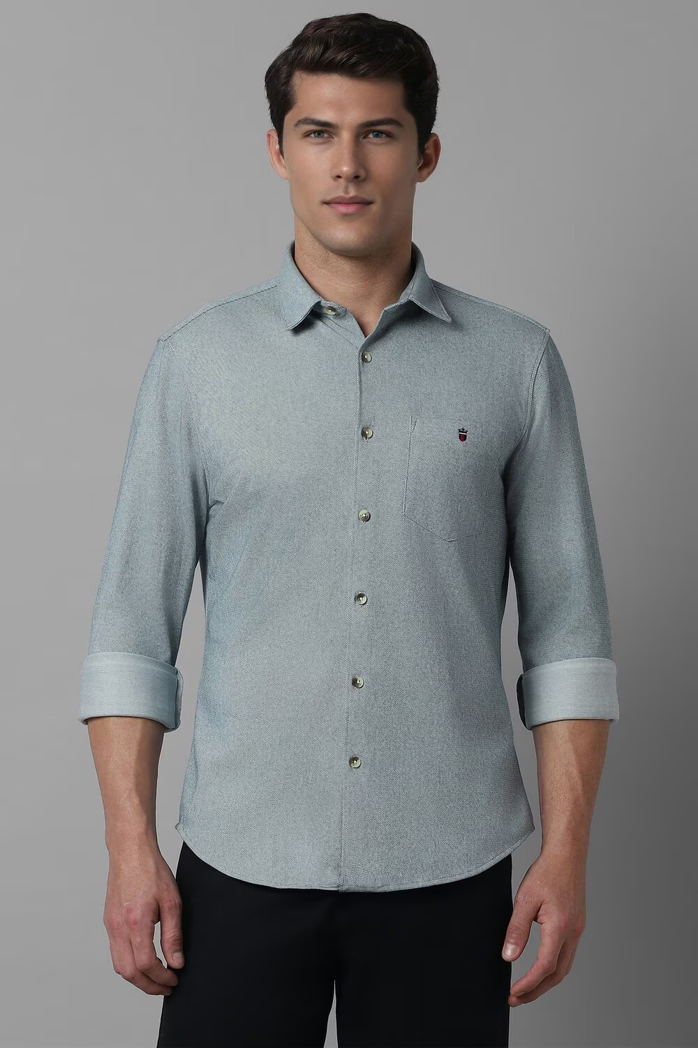 Men Blue Super Slim Fit Textured Full Sleeves Casual Shirt-Blue
