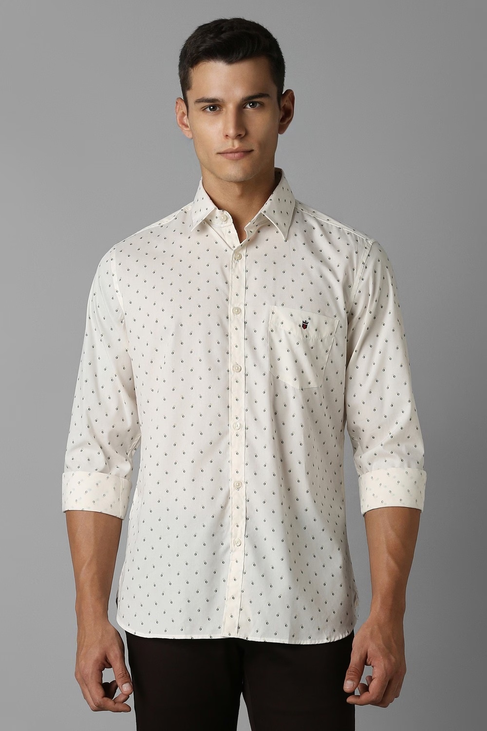 Men White Print Full Sleeves Casual Shirt-White