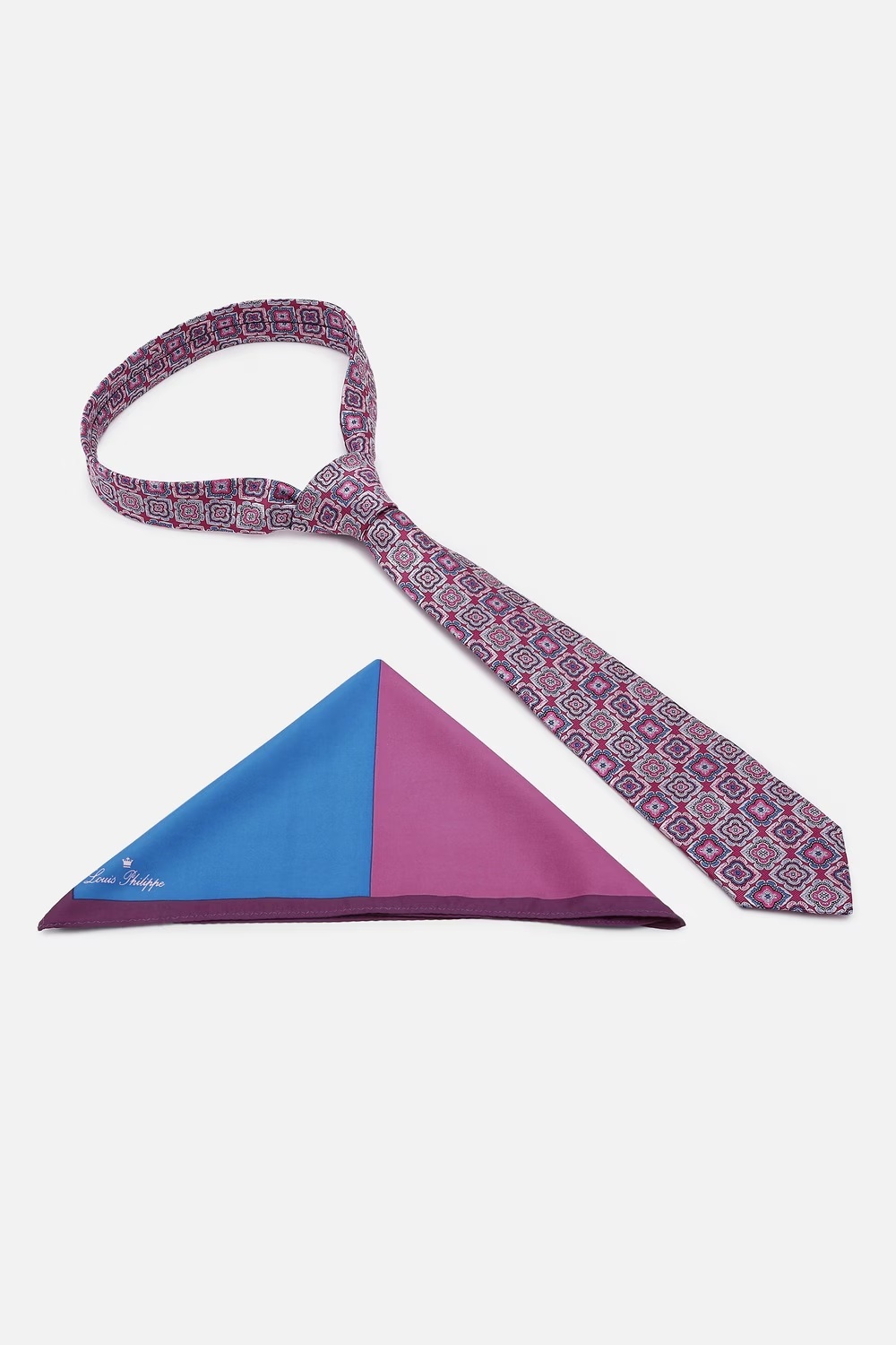 Men Maroon Embroidered Tie and Pocket Square-Maroon