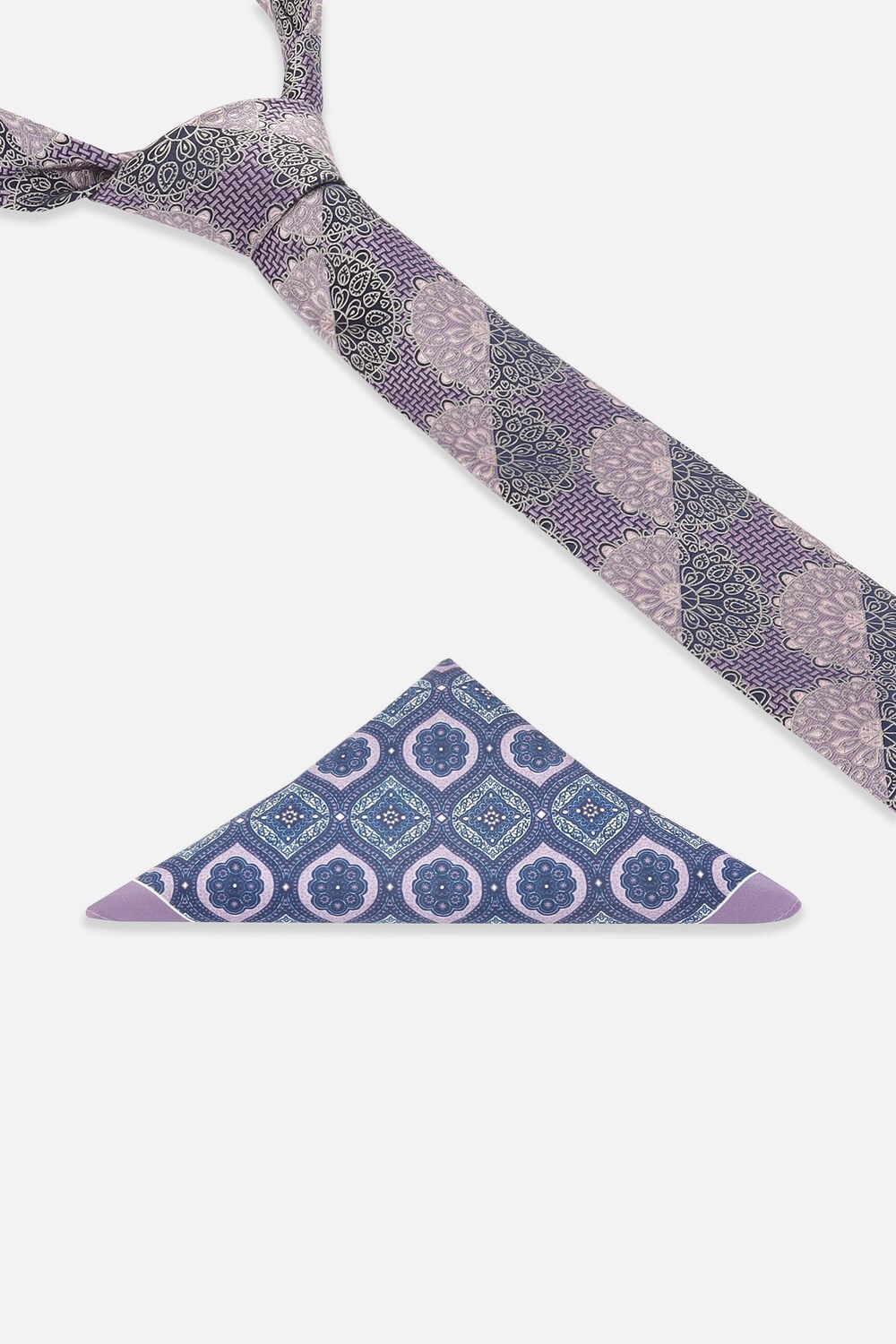 Men Multi Embroidered Tie and Pocket Square-Multi