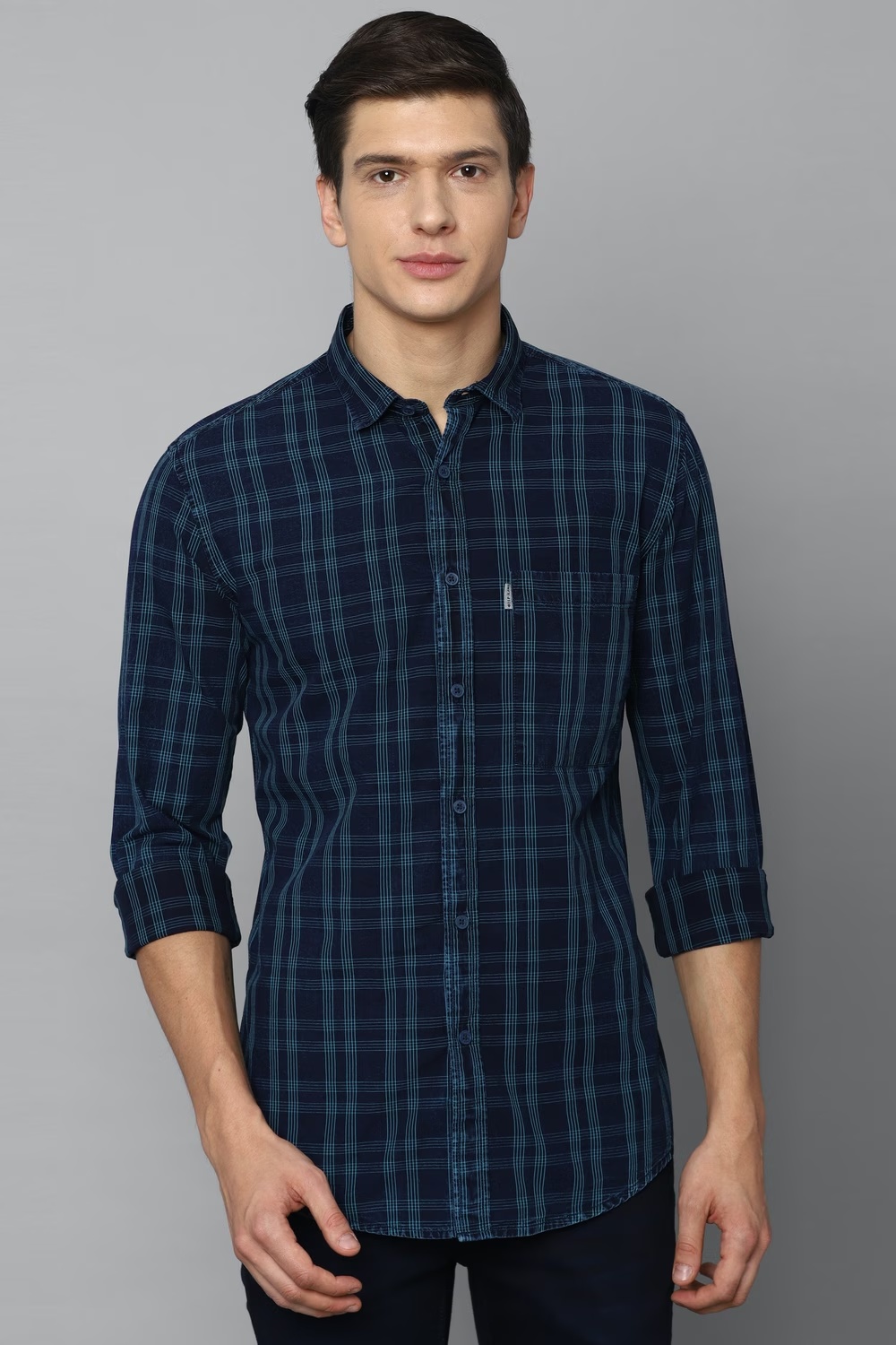 Men Navy Super Slim Fit Check Full Sleeves Casual Shirt-Navy 1 31685-men-navy-super-slim-fit-check-full-sleeves-casual-shirt-navy-1.jpg