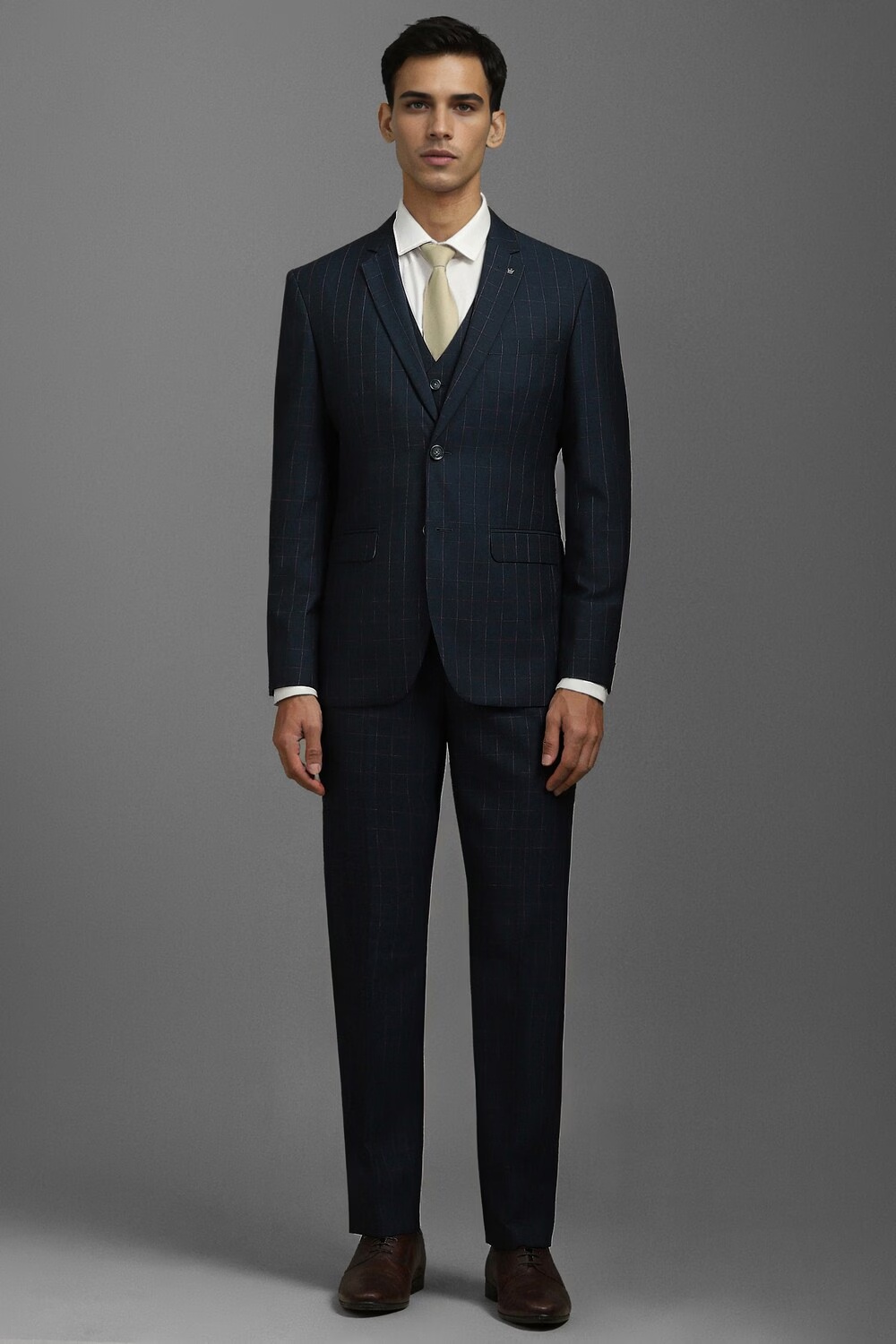 Men Green Slim Fit Check Formal Three Piece Suit-Green 1 31931-men-green-slim-fit-check-formal-three-piece-suit-green-1.jpg